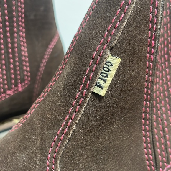 Cowboy Riding Rodeo Boot Square Toe Short Shaft coffee brown pink womens US6 - Picture 2 of 12